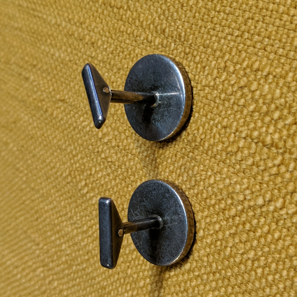 Sterling Silver Retro Vintage Cufflinks Gem